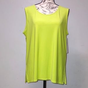 Caroline Rose Tank Tops Sleeveless Size M Fresh Lime Made in USA NWT